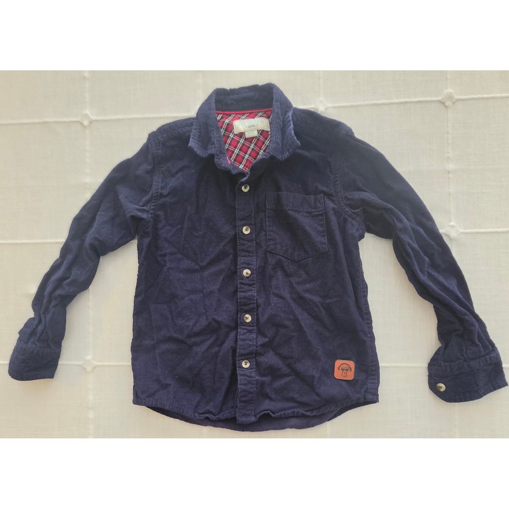 Pantaloons Junior Boys Navy Blue Corduroy Long Sleeve Button Down Shirt 5-6Y